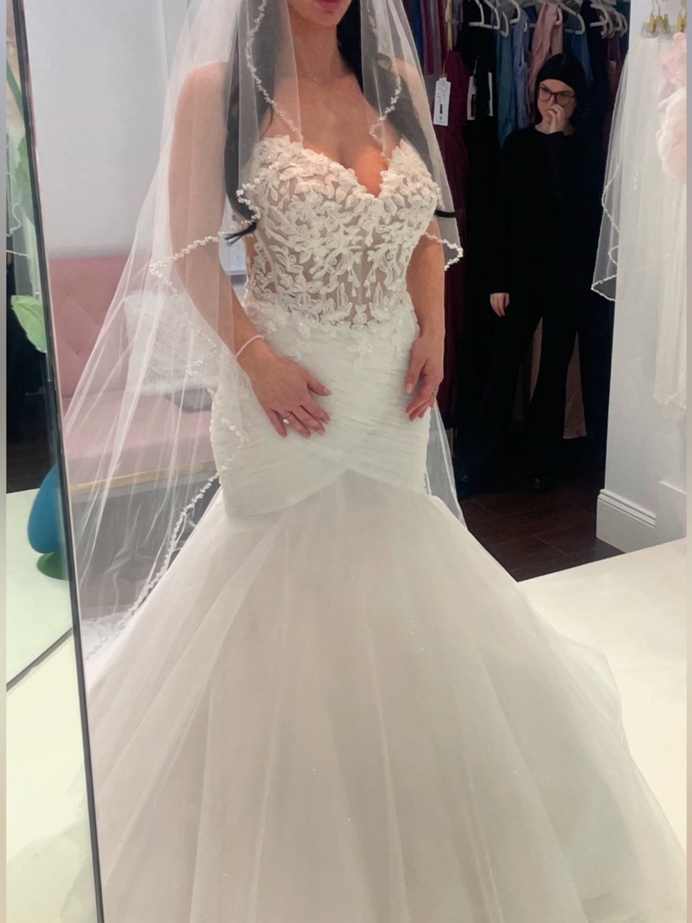 Mori Lee White Lace Appliqué Mermaid Wedding Gown